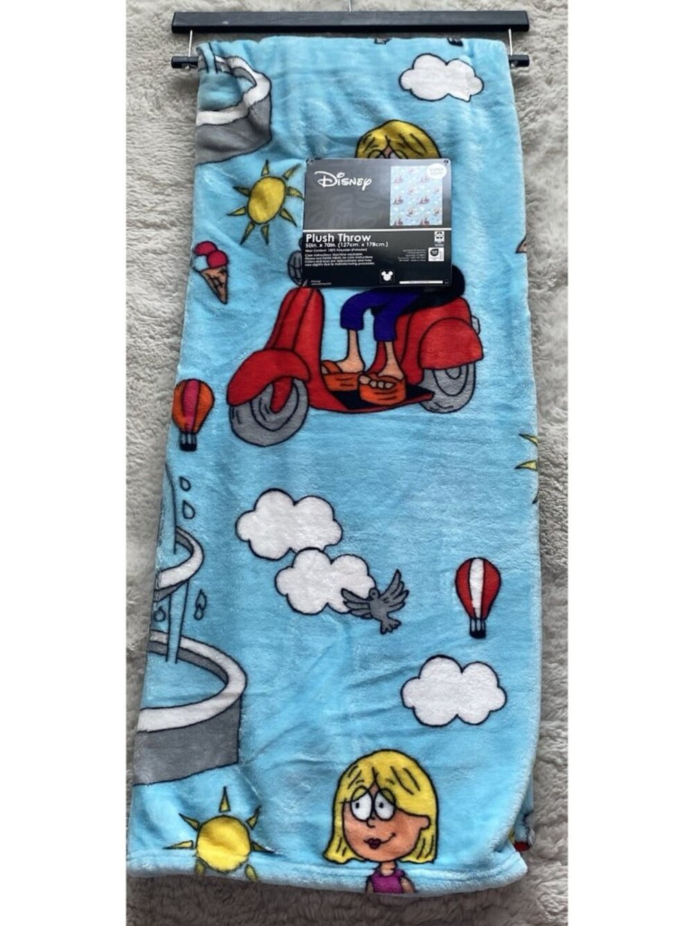 Disney' Lizzie McGuire Plush Soft ‎ Throw Blanket 50” X 70” Blue NEW